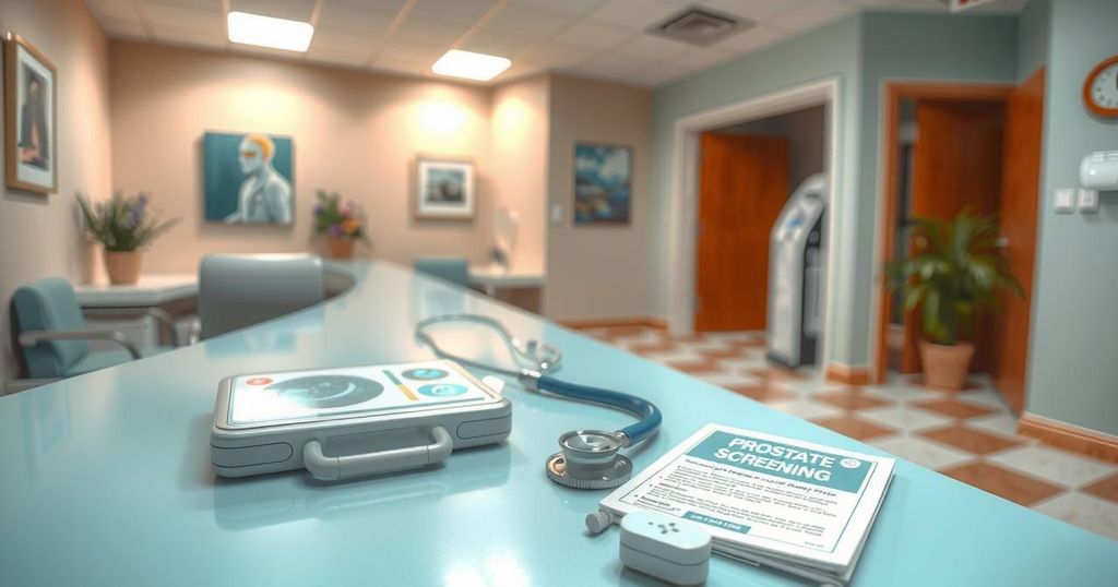 Testing equipment and a serene clinic environment for health screenings, emphasizing men's health awareness in NYC.