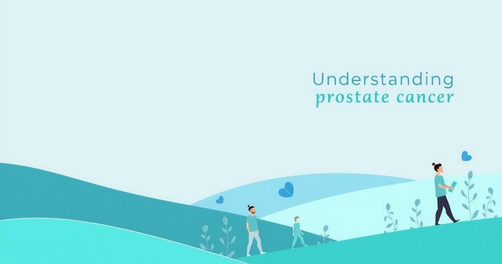 Ilustrasi yang menggambarkan pemahaman tentang kanker prostat dengan warna tenang.