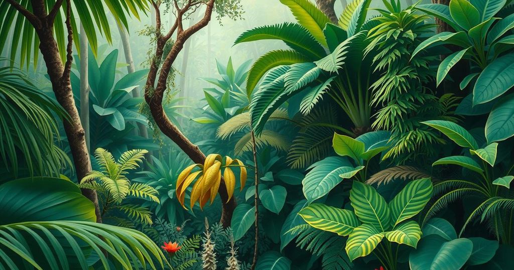 Lanskap hutan Brasil menampilkan berbagai tanaman asli dan kekayaan alamnya.