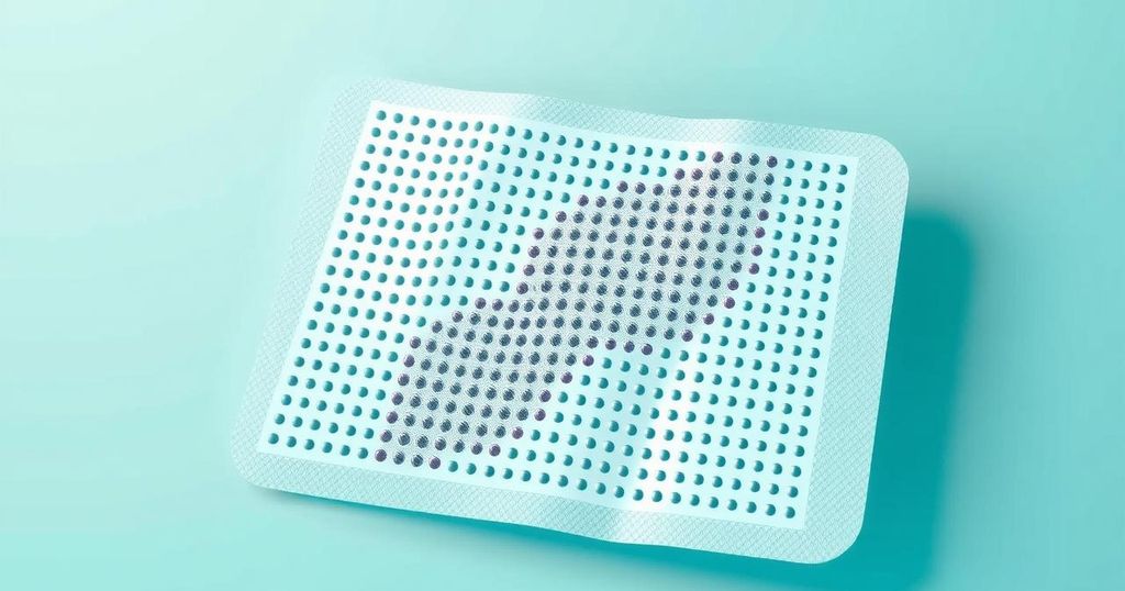Patch with nanoneedles designed for painless tissue analysis in medical diagnostics.