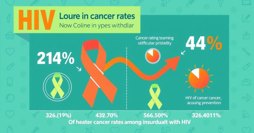 Grafis meningkatkan kesadaran kesehatan dengan fokus pada penurunan risiko kanker pada individu ber-HIV.