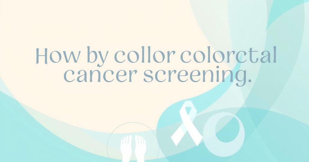 Visual representation of health awareness for colorectal cancer screening with soft blue and beige colors