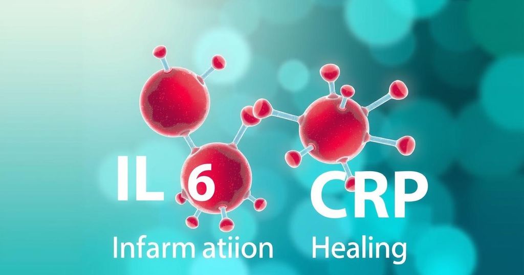 Ilustrasi biomarker inflasi IL-6 dan CRP dalam prediksi infeksi pasca operasi kanker paru.