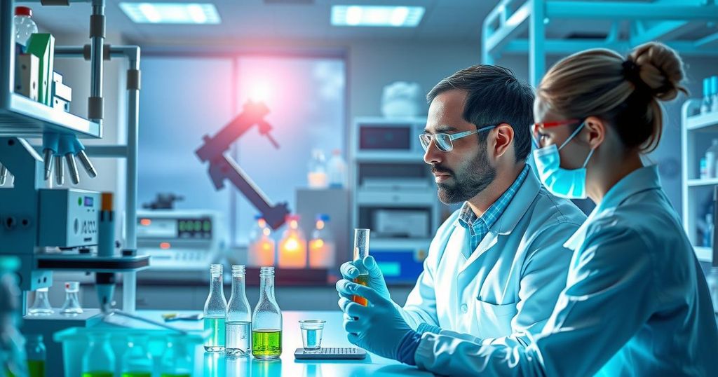 Gambar laboratorium penelitian kolaborasi antara OCCAM Immune dan Cancer Research Institute, fokus pada imunoterapi.