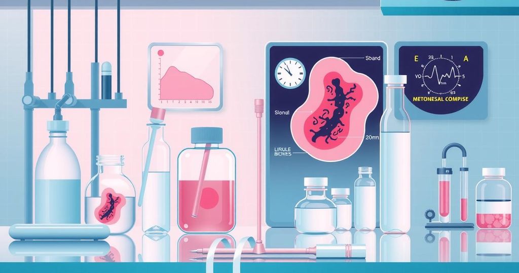 Visualisasi interaksi antara terapi kanker dan penelitian dalam latar belakang medis berwarna lembut.