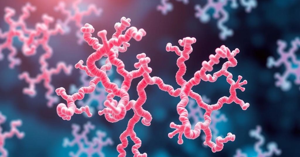 Ilustrasi jaringan protein dengan warna lembut, menonjolkan interaksi paxillin dan FAK dalam penelitian.