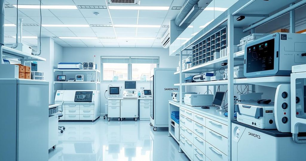 Laboratory with advanced sequencing equipment in a serene environment, showcasing high-tech innovation.