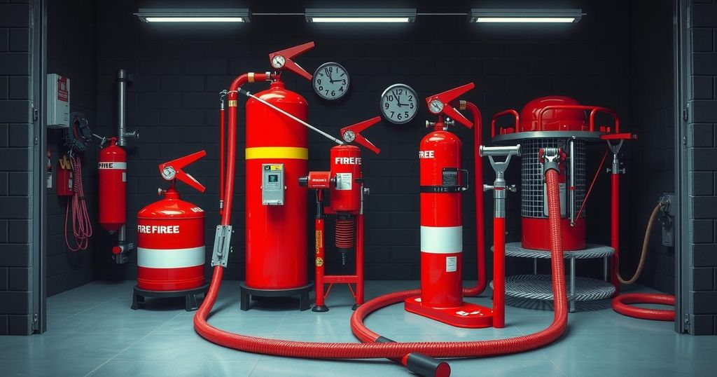 Wichita firefighters advocating for cancer awareness with fire equipment in dramatic colors, promoting safety and health.