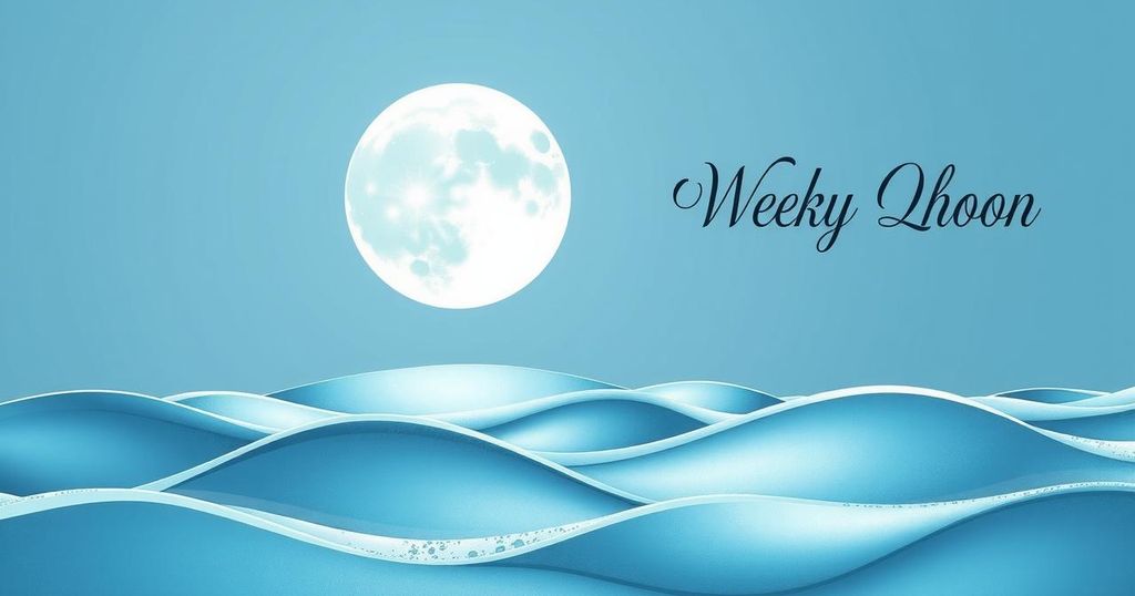 Lunar-inspired illustration with calming blues and whites, representing Cancer zodiac strength and intuition.